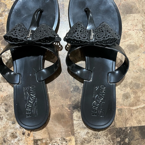 Authentic Ferragamo Black Jelly Sandals. Used but have lots of life left. - Picture 3 of 4